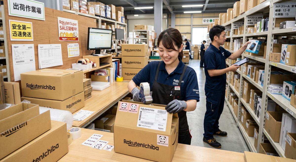 楽天市場の発送代行を検討するEC事業者の出荷作業イメージ